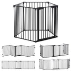 5 Panels Pet Playpen Metal Fence w/ Walk Through Door - Black