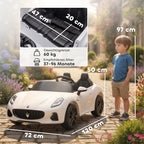 Maserati Elektroauto f¨¹r Kinder, 2-Sitzer, 12V Batteriebetrieb, Fernbedienung, LED-Lichter, Musikfunktion, Wei?