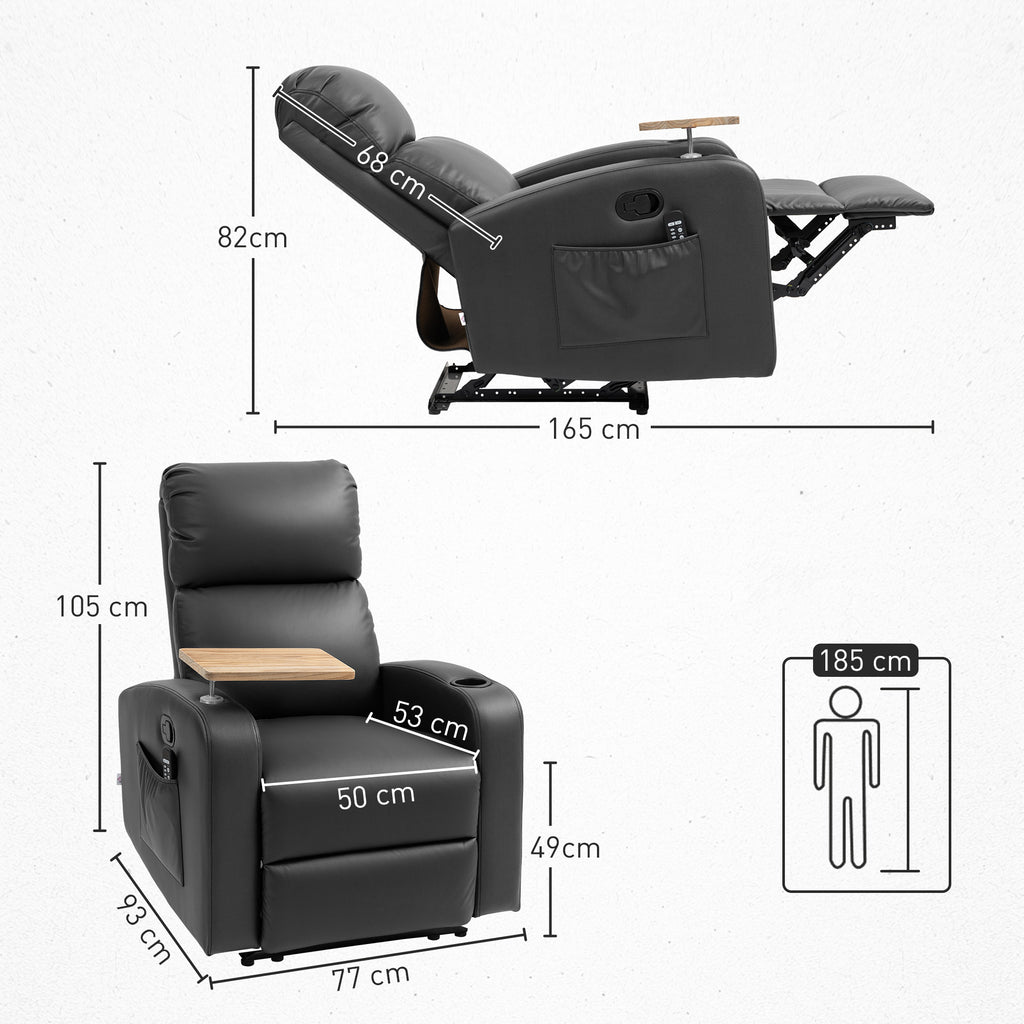 Massagesessel Relaxsessel Liegesessel, 1 Klapptisch, 1 Fu?st¨¹tze; 77 cm x 93 cm x 105 cm, Schwarz