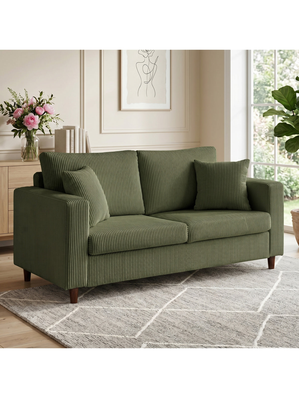 2-Sitzer-Sofa, 170 cm Couch mit Kord-Optik, Breite, Tiefe Sitzfläche