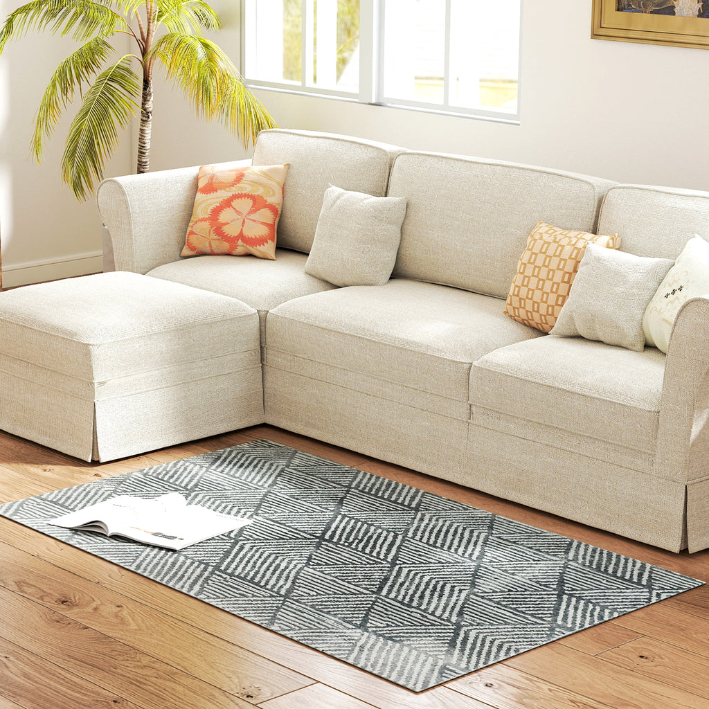 Teppich Wohnzimmerteppich im Modern Stil, waschbar Fl?chenteppich 150 x 80 cm Dunkelgrau
