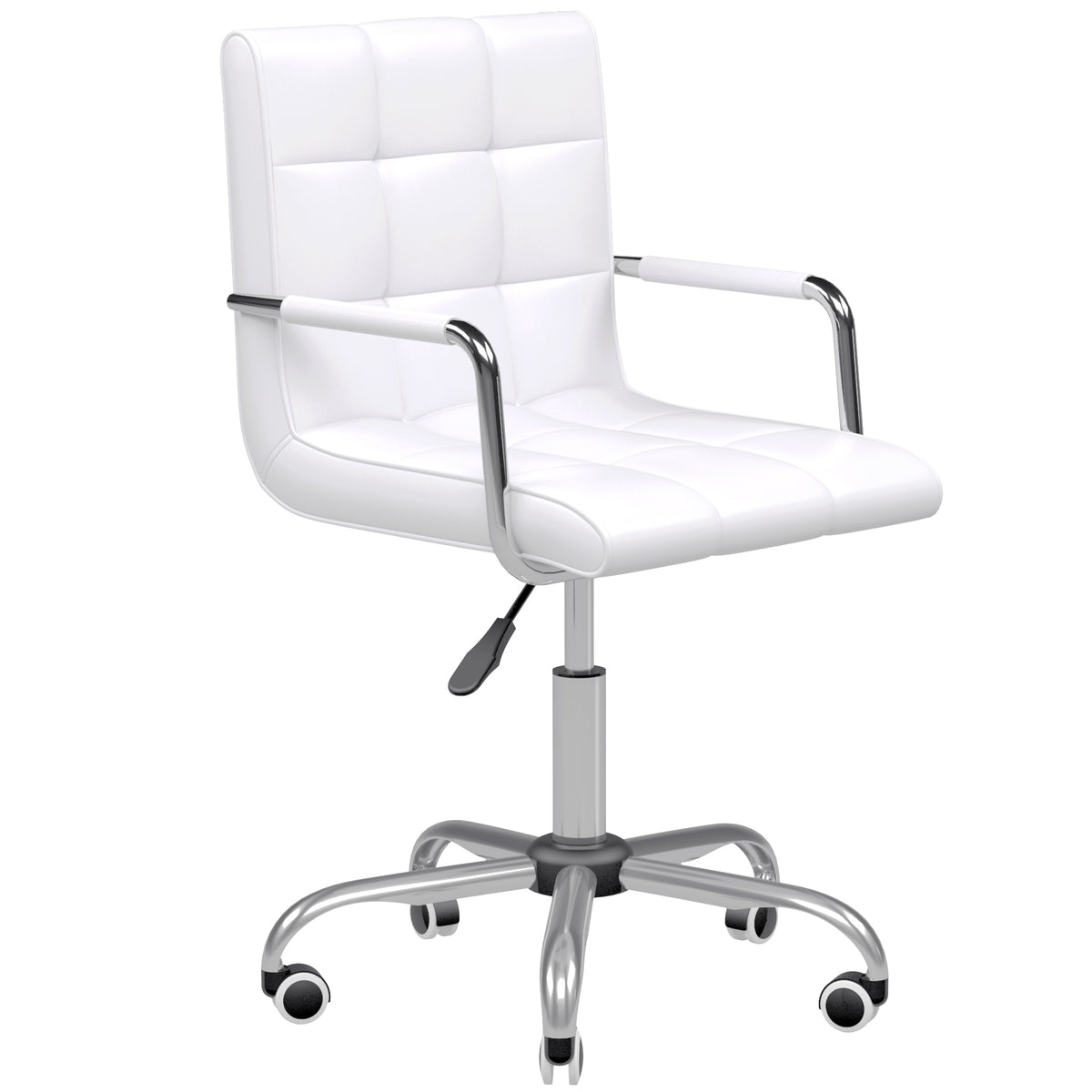 Bürostuhl im Retrodesign, höhenverstellbar, 5 Rollen, 52,5 cm x 54 cm x 99 cm, Weiß