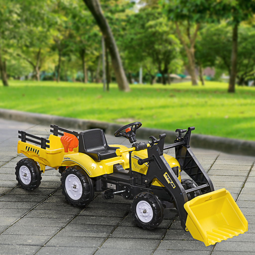 Kids Pedal Go Kart Excavator-Yellow