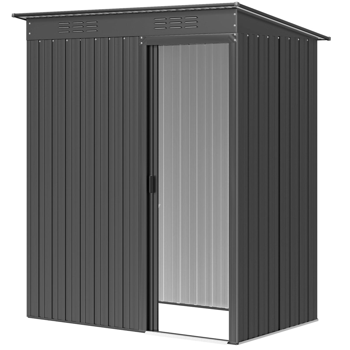 5 x 3.5ft Metal Garden Storage Shed with Effortless Assembly and 2 Pairs of Gloves, Waterproof Outdoor Shed, Dark Grey