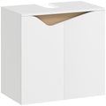 Waschbeckenunterschrank, Badezimmer Unterschrank mit Soft-Close-Türen, Weiß, 60 x 35 x 57,9 cm