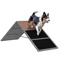 Hunde Agility Steg, höhenvertstellbar Agility-Ausrüstung mit rutschfeste Oberfläche, bis 40 kg, 173x59x66cm, Grau