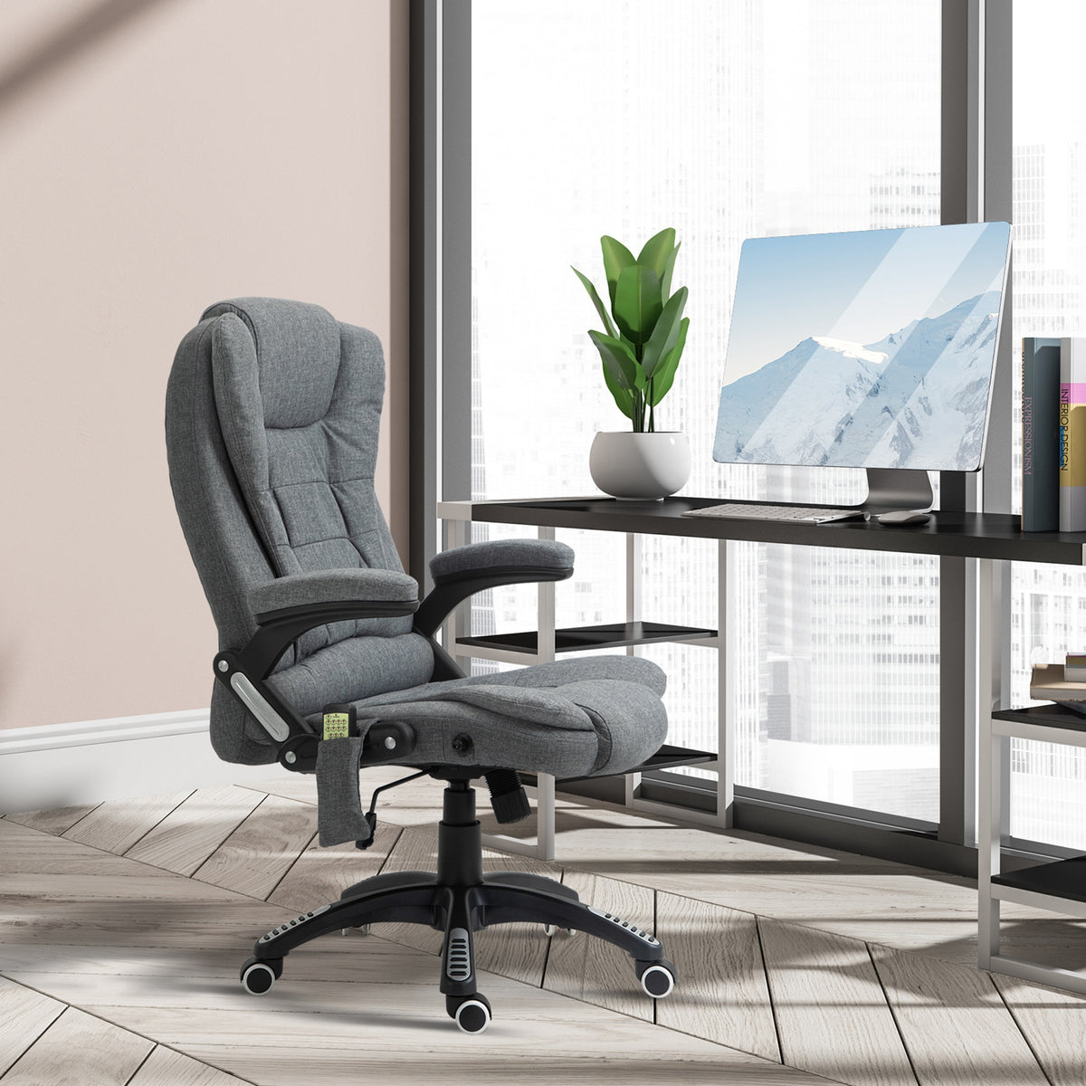Heizfunktion, Liegefunktion, Wippfunktion, Ergonomisch, Höhenverstellbar, 360° Drehbar, Computerstuhl, Seitentasche