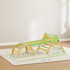 8-in-1 Montessori Kletterger¨¹st Indoor Holz Kletterdreieck mit Kletterbogen, doppelseitiger Rutsche, Gr¨¹n