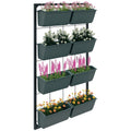 Pflanzentreppe Blumentreppe 8 Pflanzk?sten, stapelbar, wetterbest?ndig, 52,5 x 14 x 90 cm, Grau + Schwarz