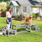 3 Pieces Wooden Dog Agility Training Equipment with Soft Bridge, Pause Platform and Pet Stair for Outdoor, Grey