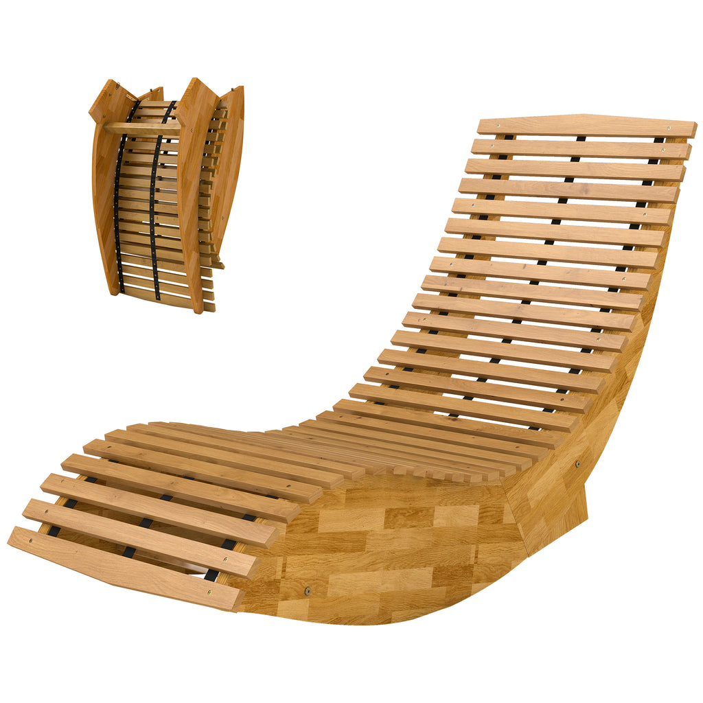 Sonnenliege aus Akazienholz Klappbar Ergonomisch Gartenliege mit S-Form Latten-Design 60 x 156 x 77 cm