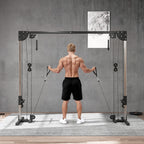 Multi Home Gyms with Cable Pulley System, Cable Crossover Machine with 4 Handles for Full Body Strength Training, Power Rack for Home Workout, Black