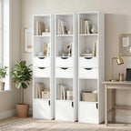 Bücherregal mit 2 Schubladen, Schmal, für Büro, 30x24x158cm Weiß