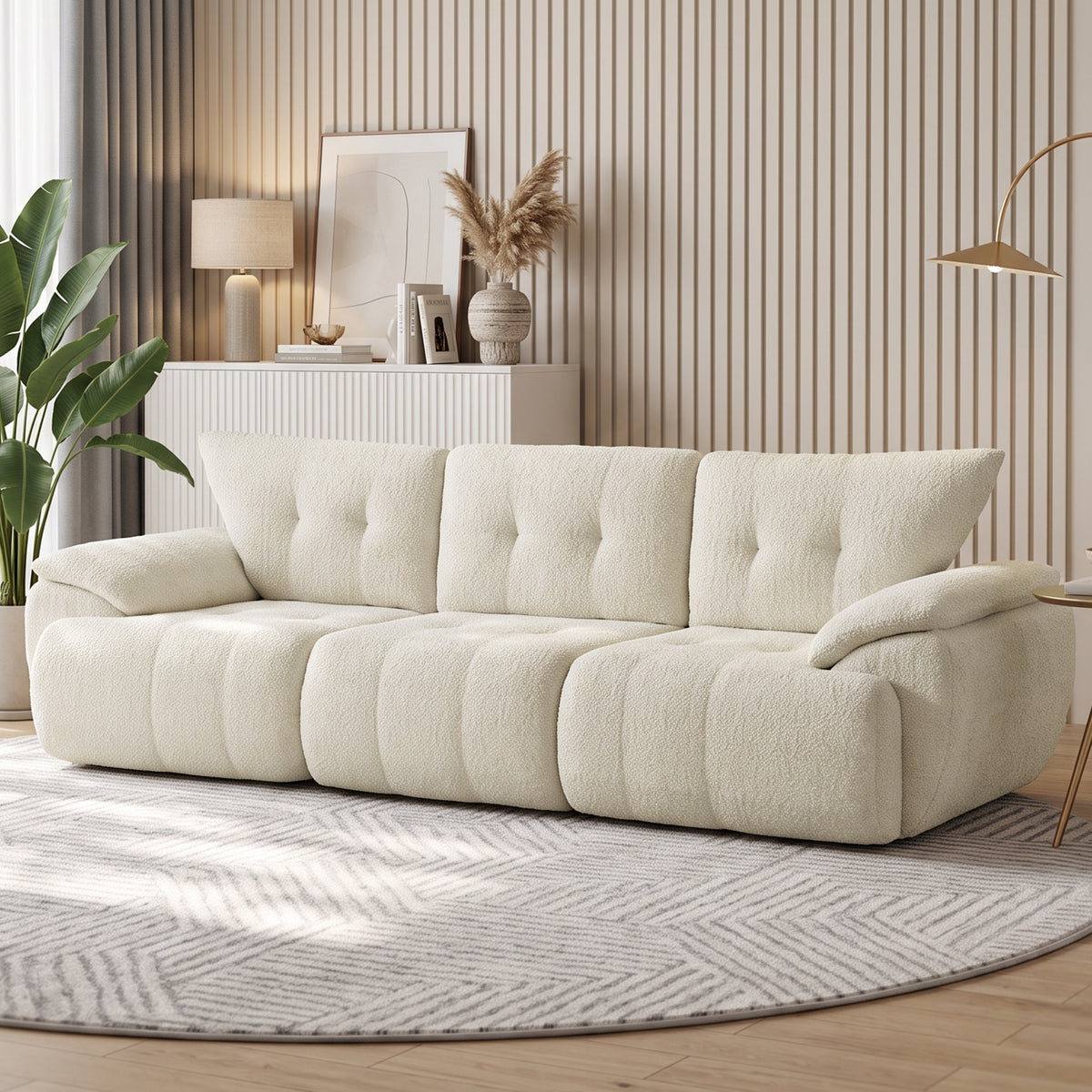 3-Sitzer-Sofa, 260 cm, Chenille, rahmenloses Modulsofa mit extra breiter, tiefer Sitzfläche, breiten Armlehnen