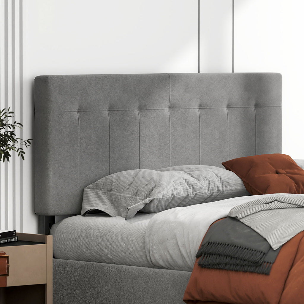 Kopfteil 3-fach höhenverstellbar Bettkopfteil mit Metallbeinen Samtoptik für Schlafzimmer 140x10x106/116/126 cm Grau