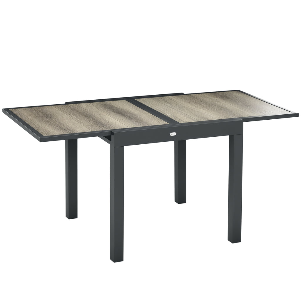 Extending Garden Table, Outdoor Dining Table for 6, Aluminium Frame Rectangular Patio Table with Plastic Board Tabletop,80/160L x 80W x 75H cm, Beige