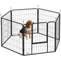 6 Panels Dog Playpen, Portable Detachable Puppy Pen with Door, for Medium Dogs, 80cm High, Grey