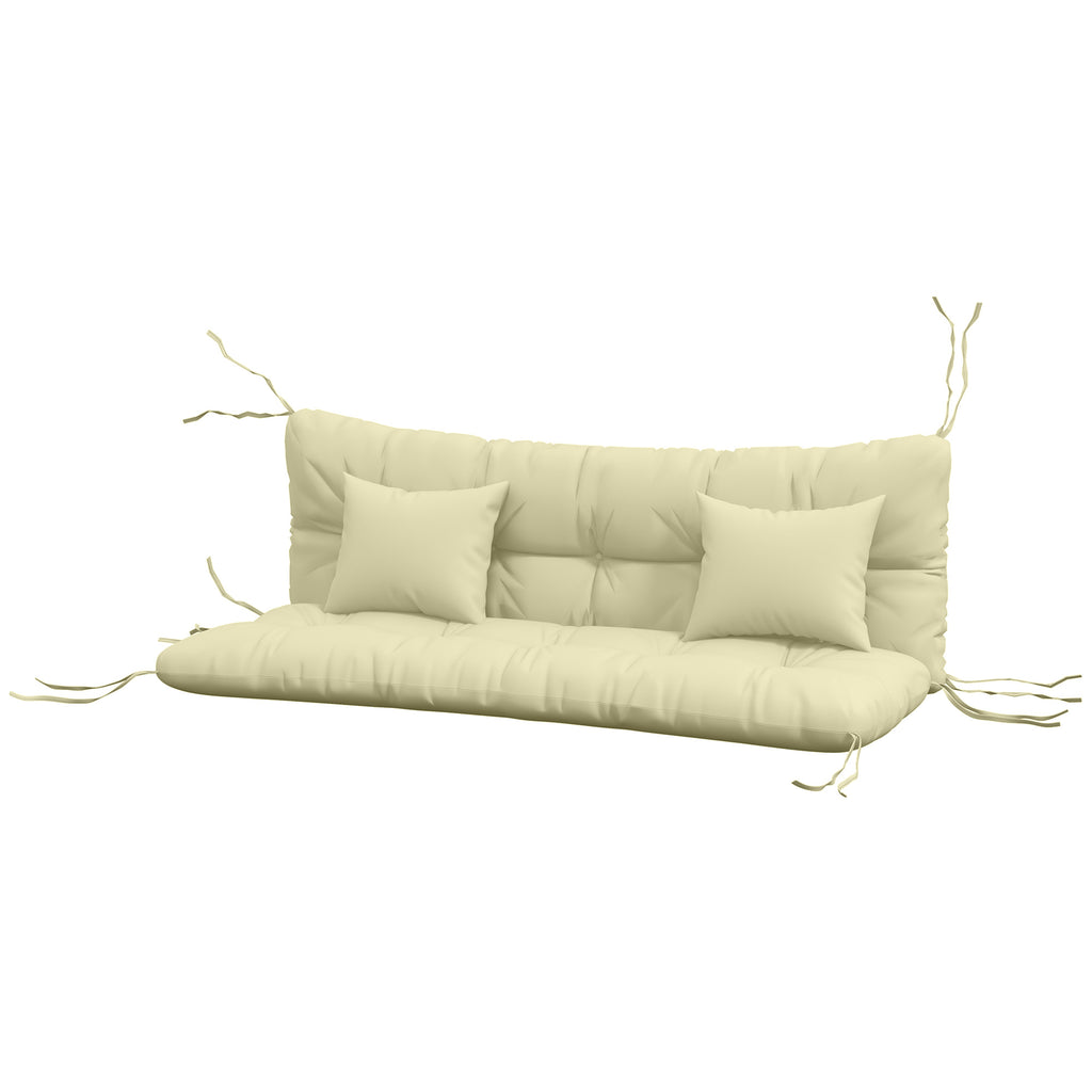 4er-Set Sitzkissen, 150x50 cm wasserabweisend Stuhlkissen mit Bindebänder, 10cm dick Cremeweiß