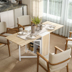  Esstisch Klappbar Küchentisch mit Offenen Ablage, platzsparend Klapptisch Esszimmertisch für Kleine Räume, Esszimmer, Küche 169 x 60 x 75 cm Natur+Weiß