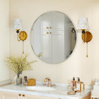 Wandspiegel, modernes Design, 61 x 61 cm, Silber