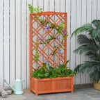 Garden Planter with Trellis, Wooden Raised Bed for Garden with Lattice Trellis for Vegetables, Herbs and Flowers, Brown