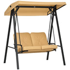 Two-Seater Garden Swing Bench, with Adjustable Canopy - Beige