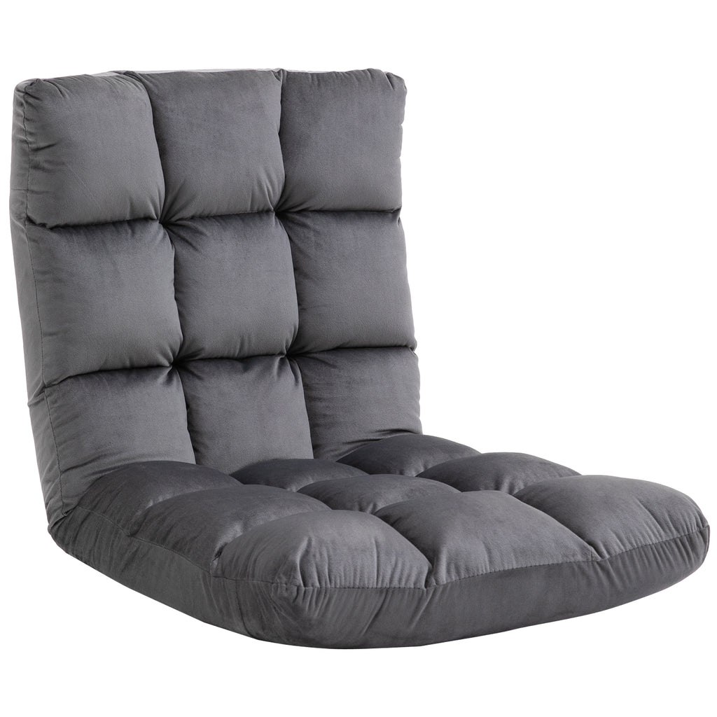Sessel G?stematratze Bodensessel, verstellbare R¨¹ckenlehne, Velouroptik, 55 cm x 71 cm x 53,5 cm, Grau