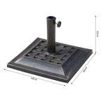 9kg Square Garden Parasol Base Holder Resin Outdoor Market Umbrella Stand with Adjustable Coupler, Bronze