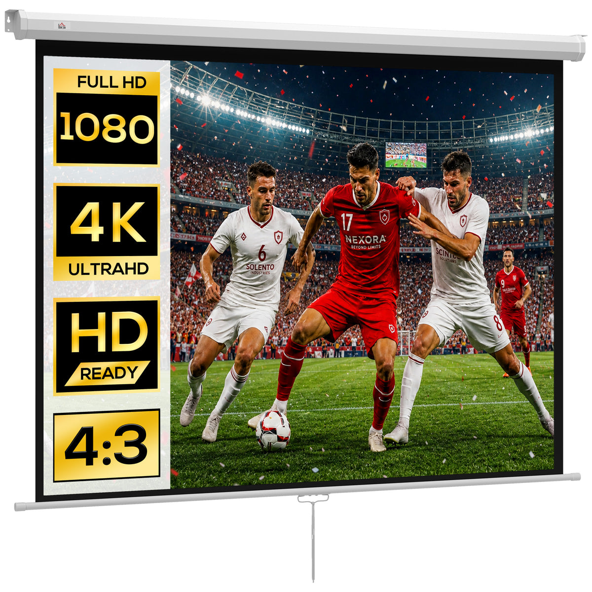Beamer Leinwand 171 x 128 cm 84 Zoll 4:3 HD 4K Projektionsleinwand Kunststoff, Metall Heimkino