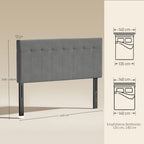 Kopfteil 3-fach höhenverstellbar Bettkopfteil mit Metallbeinen Samtoptik für Schlafzimmer 140x10x106/116/126 cm Grau