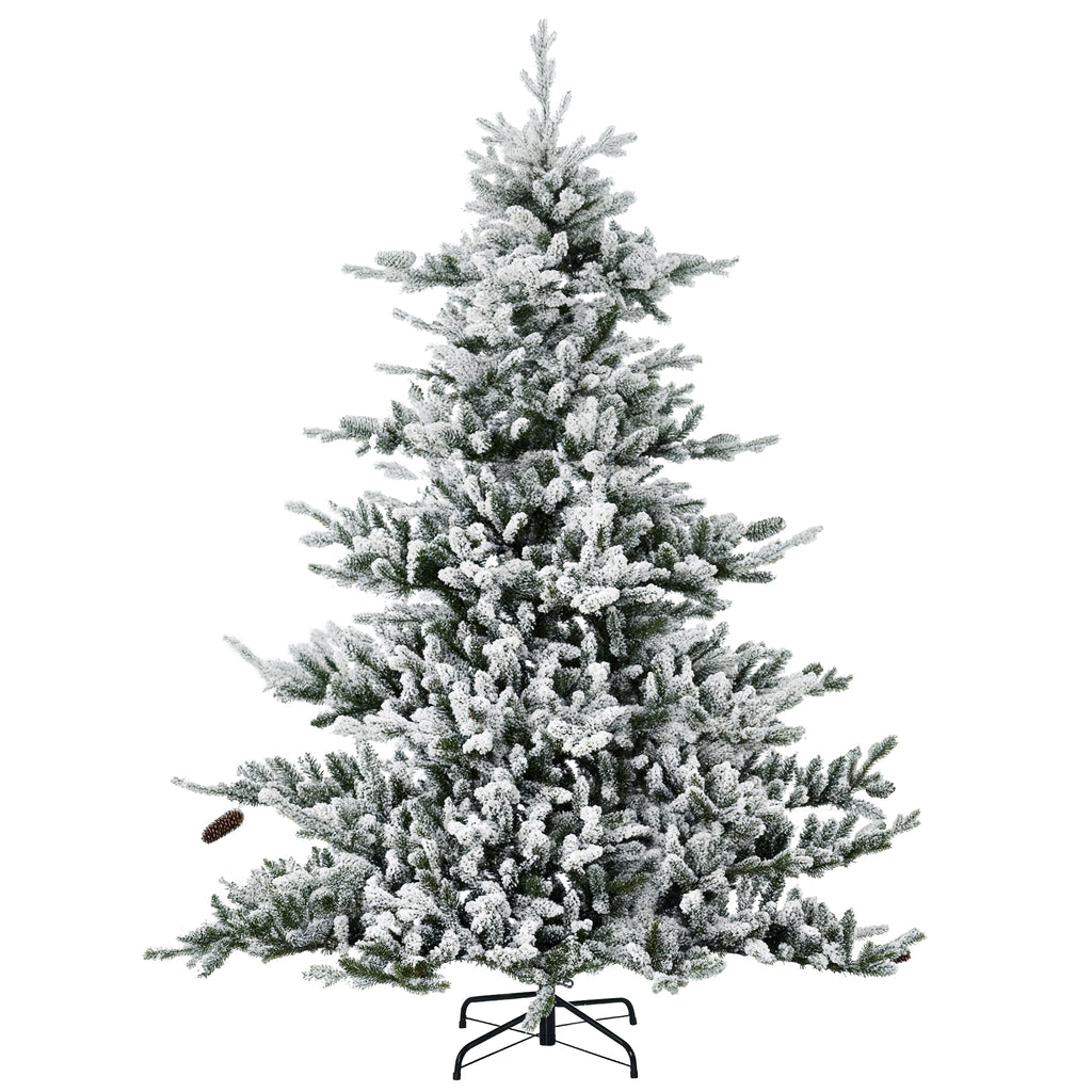 Weihnachtsbaum, Kunsttanne, 1,80m groß, üppige Form, realistisches Aussehen, schneebedeckte Zweige, Tannenzapfen