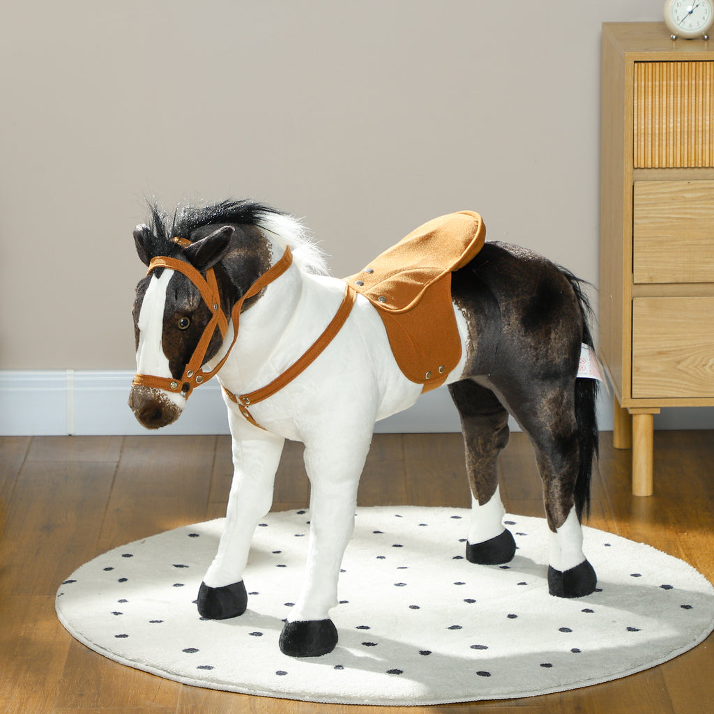 Schaukelpferd mit Soundeffekten, weiches Fell, f¨¹r 3-8 Jahre, 85 x 28 x 60 cm, Braun/Cremewei?