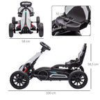 Go-Kart für Kinder, Elektro-Kart, bis 5 km/h, Sicherheitsgurt, Sitz mit Rückenlehne, Kunststoff, Metall, Weiß