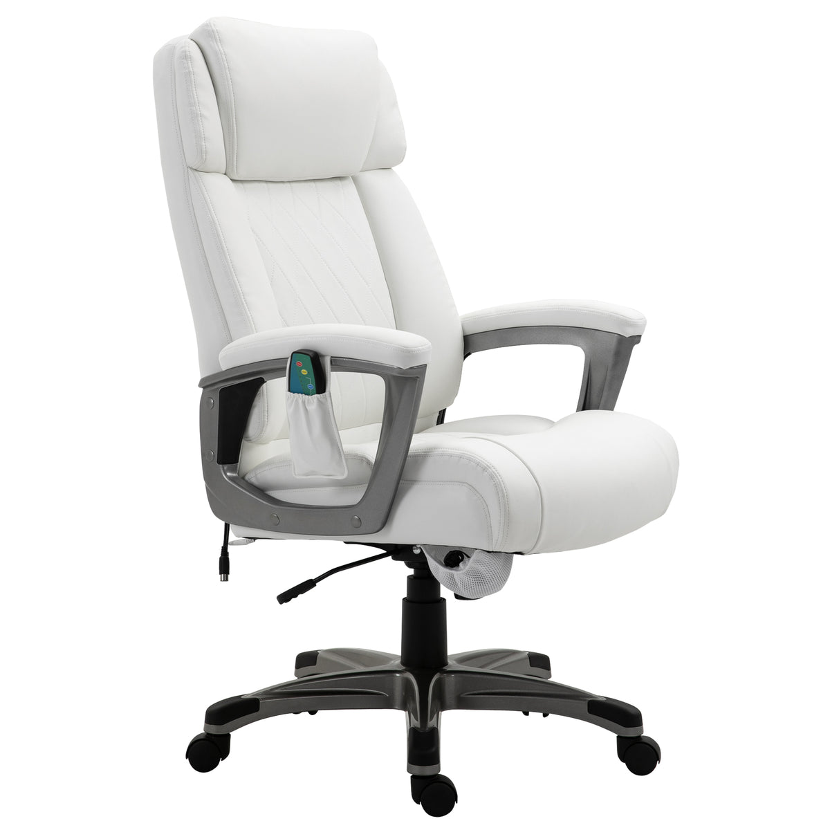  Massage-B¨¹rostuhl 6-Punkt-Massage-Drehstuhl ergonomischer Stuhl Einstellbare aus Kunstleder mit gew?lbter Kopfst¨¹tze und Armlehne Wei? 70 x 76,5 x 114-124 cm