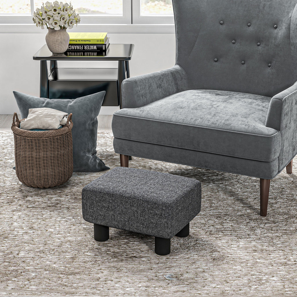 Fu?hocker, Sitzhocker mit leinenartigem Stoffbezug, Schaumstoff-F¨¹llung, Kunststoffbeine, f¨¹r verschiedene R?ume, Grau
