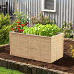 Hochbeet Holz 152 x 77 x 77 cm Erhöhtes Tief Kräuterbeet mit Offenem Boden Verstärkungsstangen