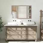 Wall Bathroom Mirror, 50 x 70 cm Wall-Mounted Mirror for Living Room, Bedroom, Hallway, Grey