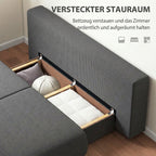 Schlafsofa mit verstellbarer Rückenlehne, Bettfunktion, verstecktem Stauraum und Cordbezug, Grau