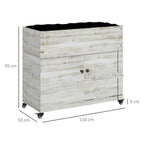 Hochbeet mit R?dern, Schrankfach, Innenauskleidung, Used Look, 110x50x95 cm, Wei?