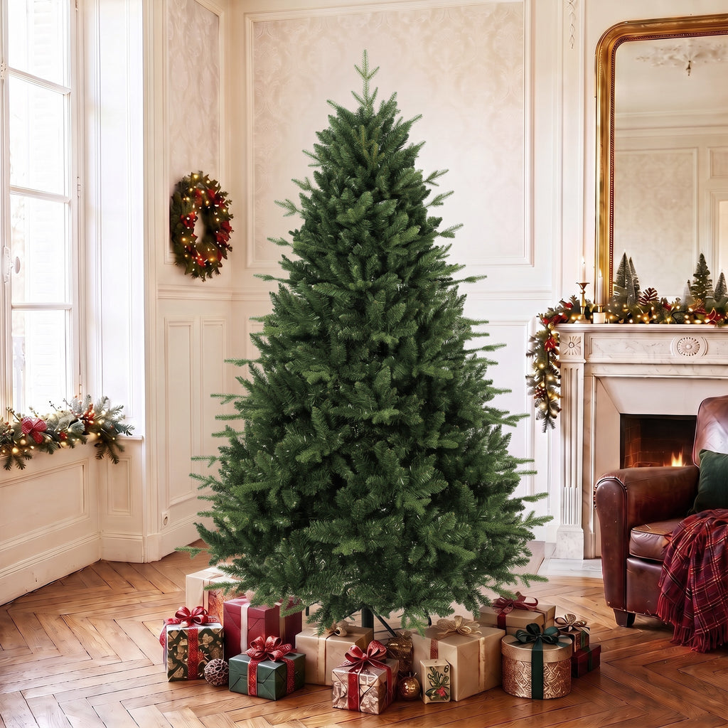 Künstlicher Weihnachtsbaum wie echt Spritzguss Tannenbaum mit 1237 Spitzen und Metallständer 180 cm Grün