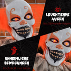 6' Orange Clown Halloween Animatronic, with Glowing Eyes