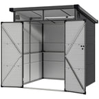 6 x 6ft Outdoor Storage Shed, Plastic Garden Shed with Windows and Air Vents, Outdoor Resin Tool Shed with Latch Doors for Garden, Deck, Dark Grey