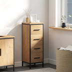 Badezimmerschrank, 4 Schubladen, kompakt, Industrie-Stil, Spanplatten, Metall