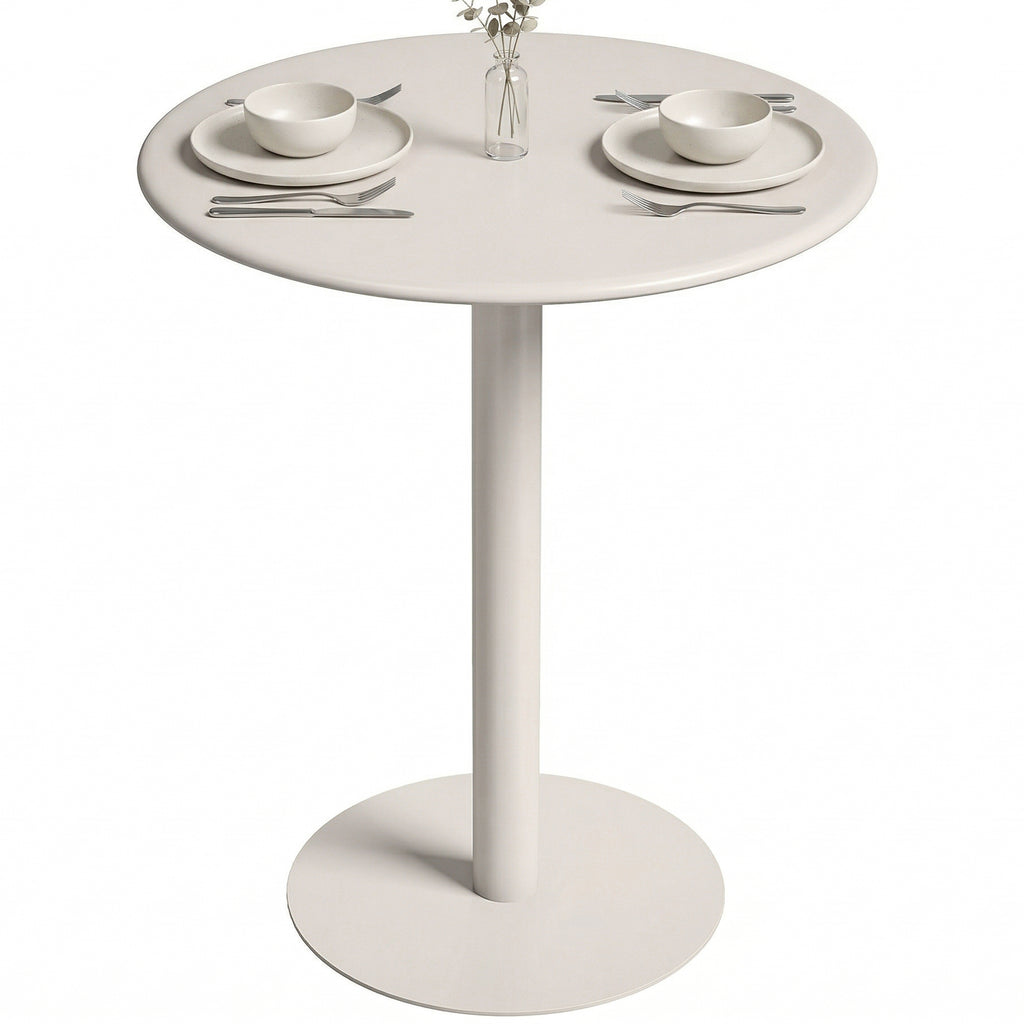 Runder Küchentisch für 2 Personen mit Stahlgestell, platzsparend, 60 x 60 x 72 cm, Beige