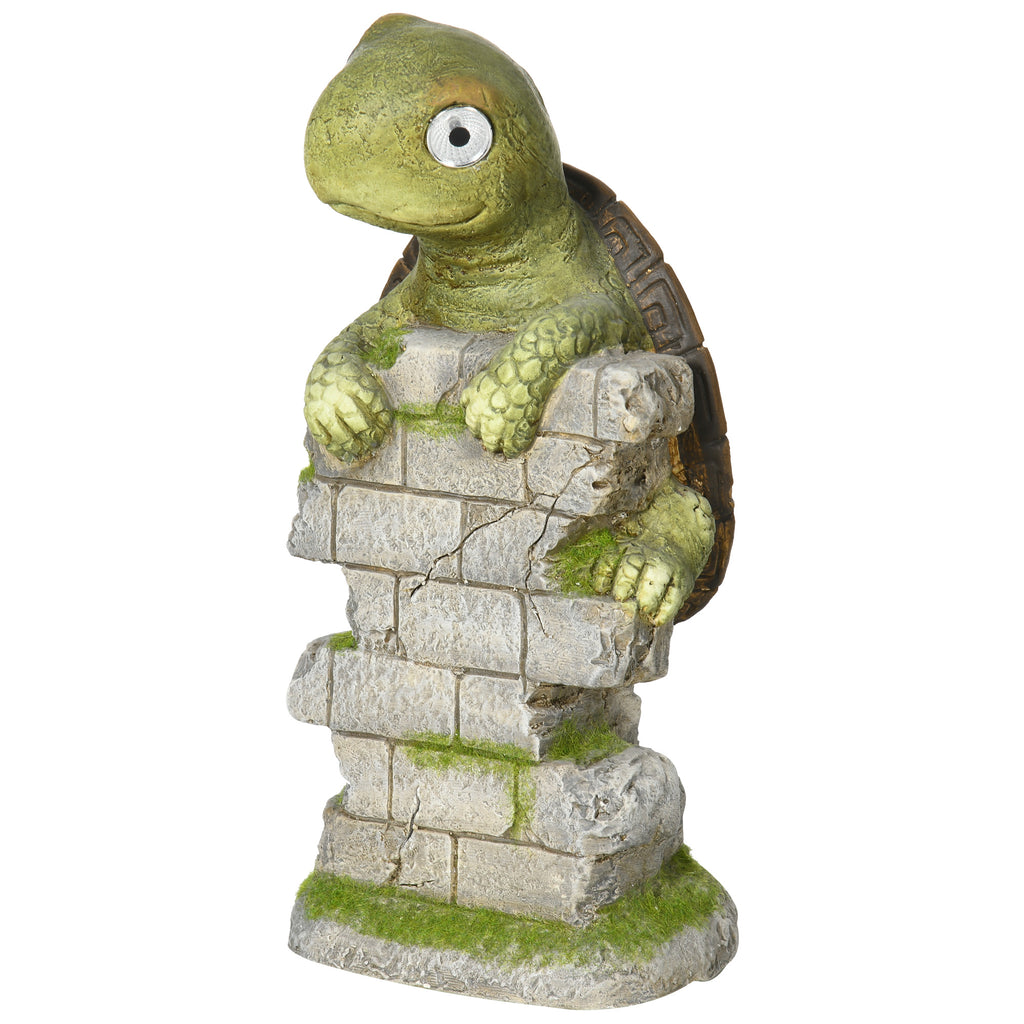  Vivid Tortoise Art Sculpture with Solar LED Light, Colourful Garden?Statue, Outdoor Ornament Home Decoration for Porch, Deck, Grass