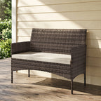 2-Sitzer Rattan Gartensofa PE-Rattan Outdoor-Terrassen-Sofa mit Polster, Anti-Rutsch-Matten, Stahlrahmen, Khaki