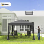 Faltpavillon, Faltzelt mit Seitenwänden inkl. Tragetasche, Gartenpavillon, Metall, Oxfordstoff, 3 x 3 m, Hellgrau