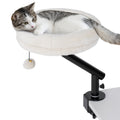 Katzen-Schreibtischbett, Katzenbett für Schreibtisch mit 360°Drehung, verstellbarer Höhe, Katzenliege mit abnehmbarem, maschinenwaschbarem Bett, für Katzen unter 6 kg, Heimbüro, Cremeweiß