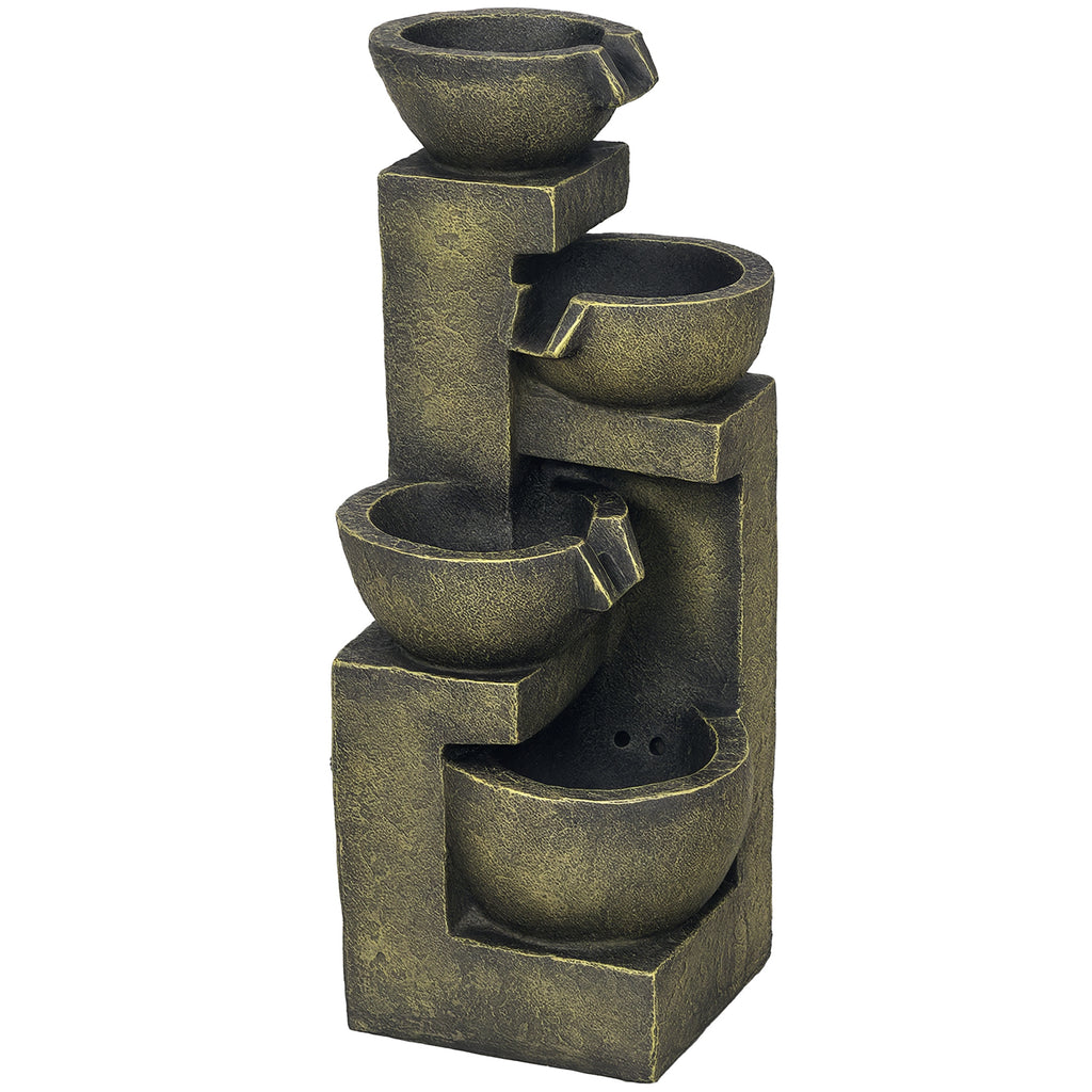 Gartenbrunnen Wasserbrunnen Brunnen, verstellbare Geschwindigkeit, 25 x 24 x 60 cm, Schwarz