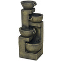 Gartenbrunnen Wasserbrunnen Brunnen, verstellbare Geschwindigkeit, 25 x 24 x 60 cm, Schwarz